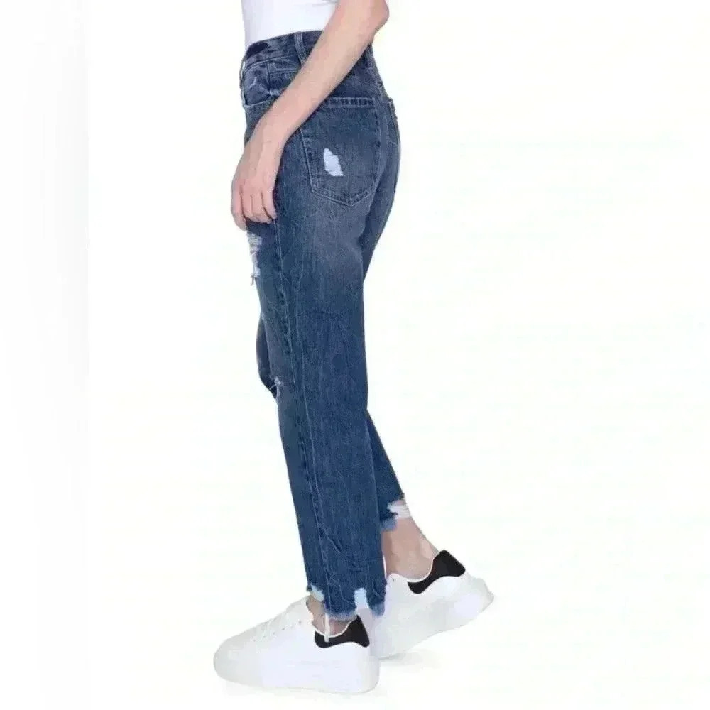 BLUE REVIVAL High Rise Distressed Boyfriend Jeans NWOT Size 28 - Picture 2 of 12